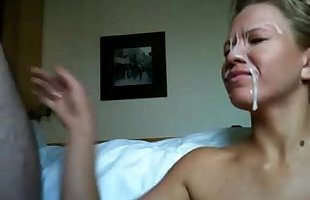 Thick and huge cumshot on girls face.