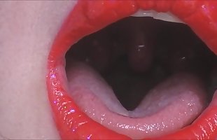 Red lips yawning